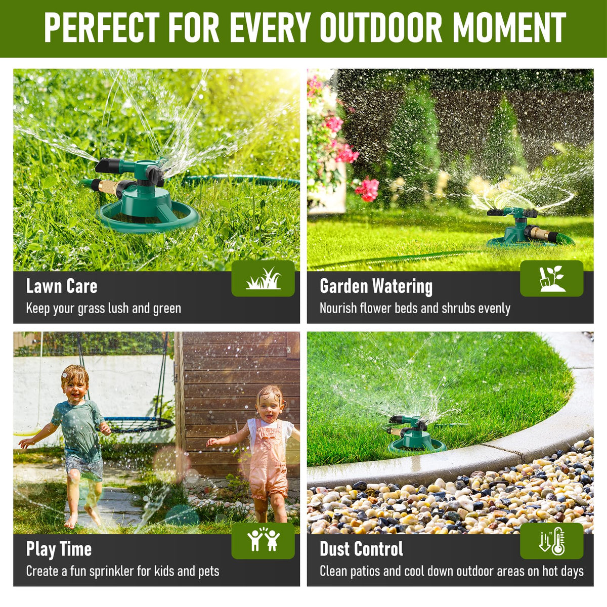 Automatic 360 Rotating Lawn & Garden Sprinkler for Large Area Coverage