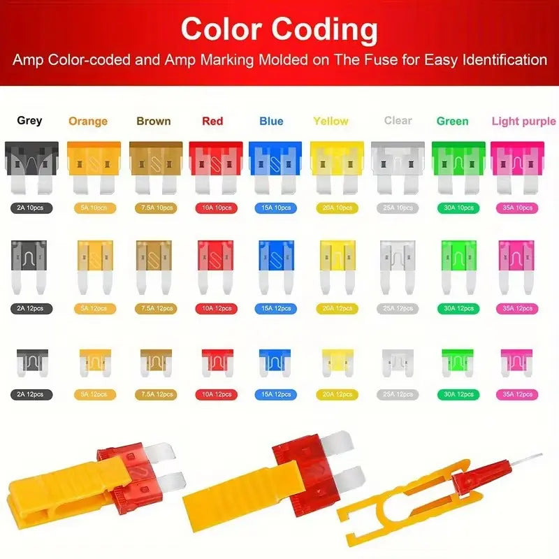 Universal 306PCS Car Fuse Assortment Kit with Fuse Puller Circuit Tester