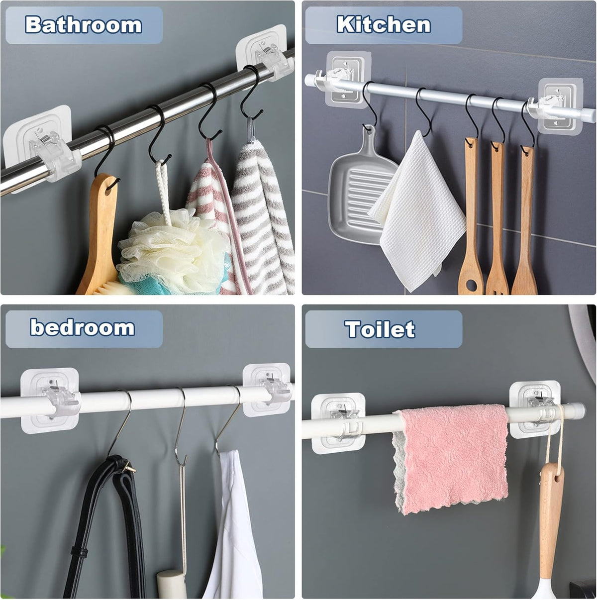 10 Pack No Drilling Self Adhesive Curtain Rod Holders