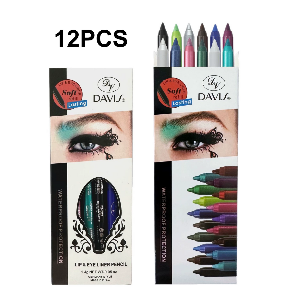 12-Color Waterproof Long-lasting Eyeliner Shades Pens - High Color Pearl Gloss Finish